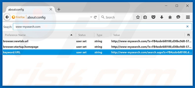 Verwijder www-mysearch.com als standaard zoekmachine in Mozilla Firefox