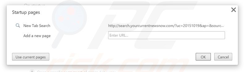 Verwijder search.yourcurrentnewsnow.com als startpagina in Google Chrome 