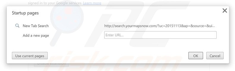 Verwijder search.yourmapsnow.com uit Google Chrome startpagina