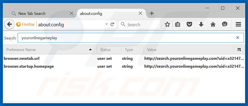 Verwijder search.youronlinegameplay.com als standaard zoekmachine in Mozilla Firefox