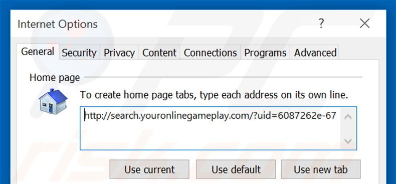 Verwijder search.youronlinegameplay.com als startpagina in Internet Explorer
