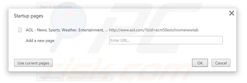 Verwijder search.aol.com als startpagina in Google Chrome