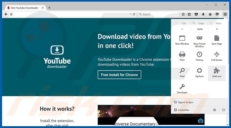 Verwijder de Best YouTube Downloader advertenties uit Mozilla Firefox stap 1