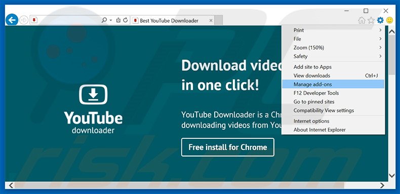 Verwijder de Best YouTube Downloader advertenties uit Internet Explorer stap 1