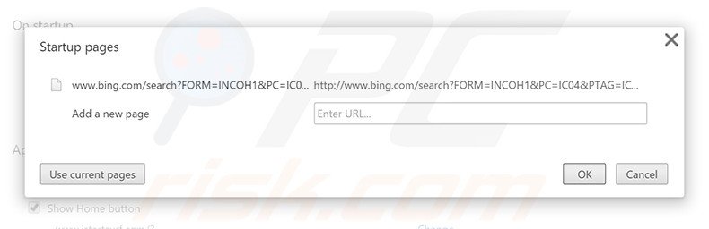 Verwijder bing.com als startpagina in Google Chrome