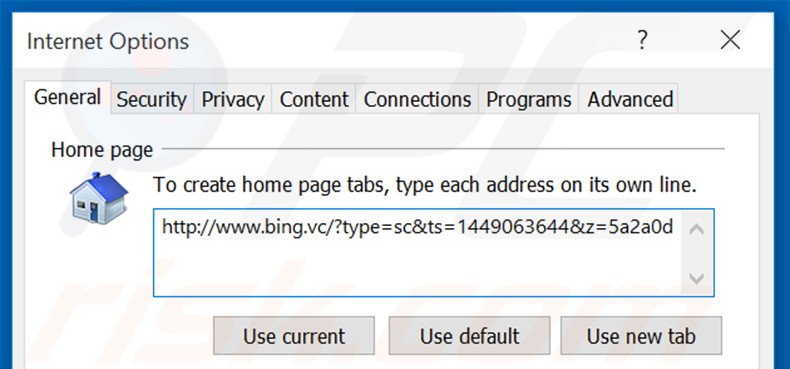Verwijder bing.vc als startpagina in Internet Explorer