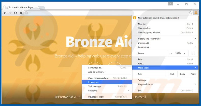 Verwijder de Bronze Aid advertenties uit Google Chrome stap 1