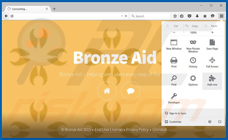 Verwijder de Bronze Aid advertenties uit Mozilla Firefox stap 1