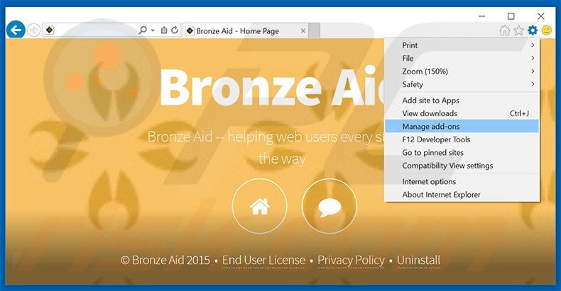 Verwijder de Bronze Aid advertenties uit Internet Explorer stap 1