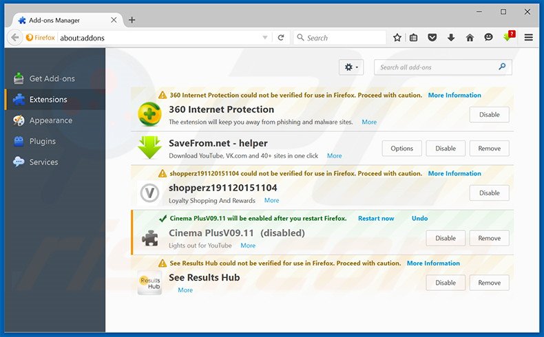 Verwijder Chromium advertenties uit Mozilla Firefox stap 2