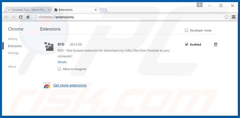Verwijder de Constant Fun advertenties uit Google Chrome stap 2