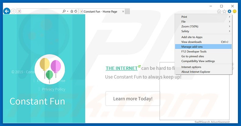Verwijder de Constant Fun advertenties uit Internet Explorer stap 1