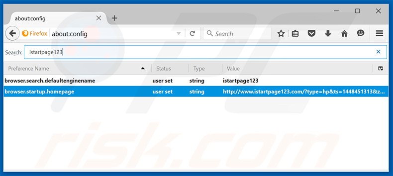 Verwijder istartpage123.com als standaard zoekmachine in Mozilla Firefox