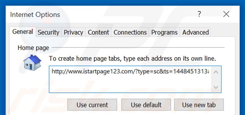 Verwijder istartpage123.com als startpagina in Internet Explorer 