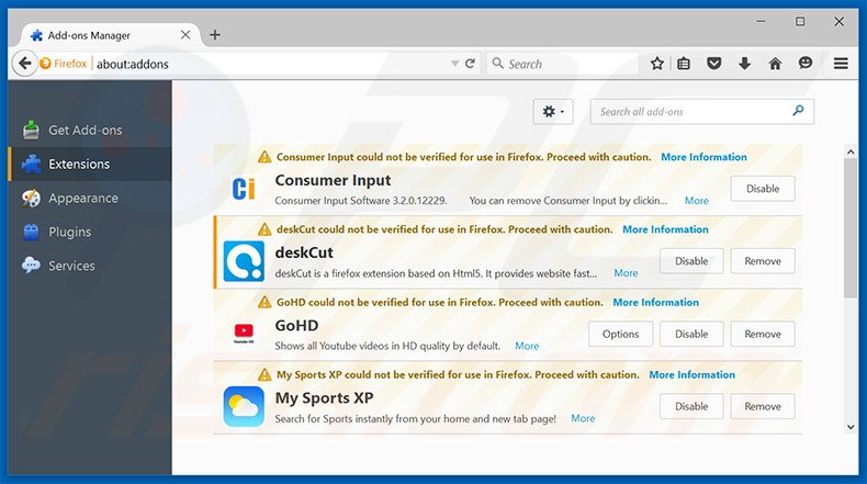 Verwijder aan istartpageing.com gerelateerde Mozilla Firefox extensies