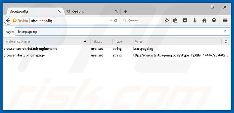 Verwijder istartpageing.com als standaard zoekmachine in Mozilla Firefox