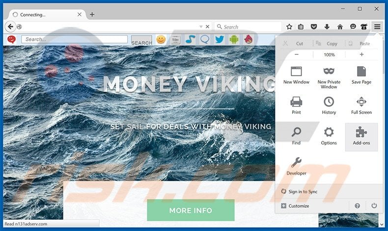 Verwijder de Money Viking advertenties uit Mozilla Firefox stap 1