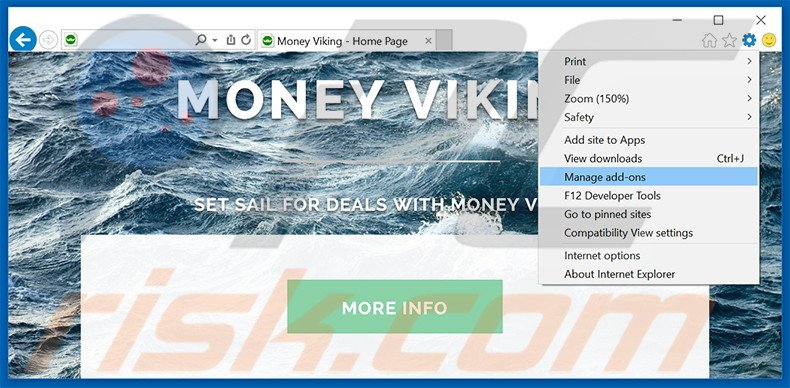 Verwijder de Money Viking advertenties uit Internet Explorer stap 1