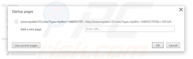Verwijder mysites123.com als startpagina in Google Chrome