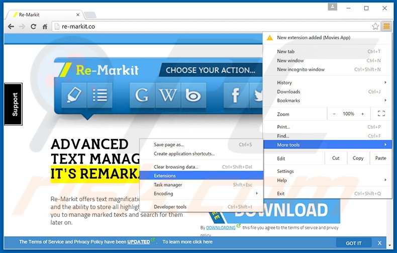 Verwijder de Re-Markit  advertenties uit Google Chrome stap 1