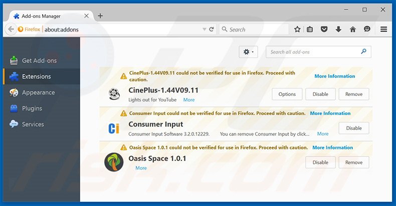 Removing search.searchgeniusinfo.com related Mozilla Firefox extensions