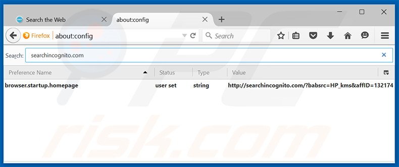 Verwijder searchincognito.com als standaard zoekmachine in Mozilla Firefox
