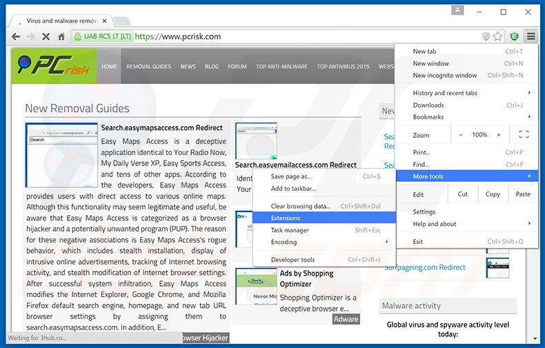 Verwijder de Serpens  advertenties uit Google Chrome stap 1