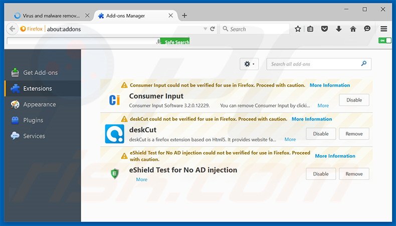 Verwijder de Serpens advertenties uit Mozilla Firefox stap 2