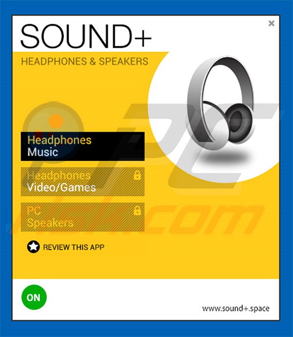 Misleidende adware-type applicatie Sound+