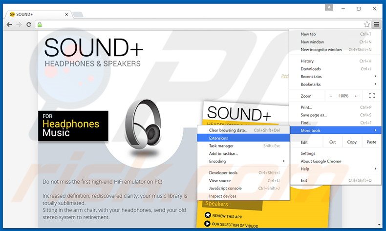 Verwijder de Sound+ advertenties uit Google Chrome stap 1