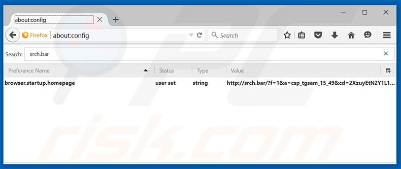Verwijder srch.bar als standaard zoekmachine in Mozilla Firefox