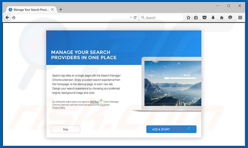Website gebruikt om de srch.bar browser hijacker te promoten