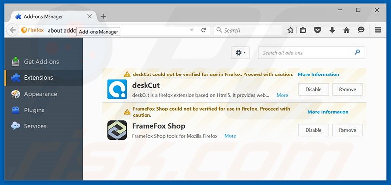 Verwijder aan surfpageing.com gerelateerde Mozilla Firefox extensies