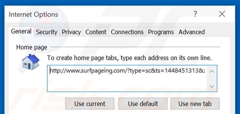 Verwijder surfpageing.com als startpagina in Internet Explorer