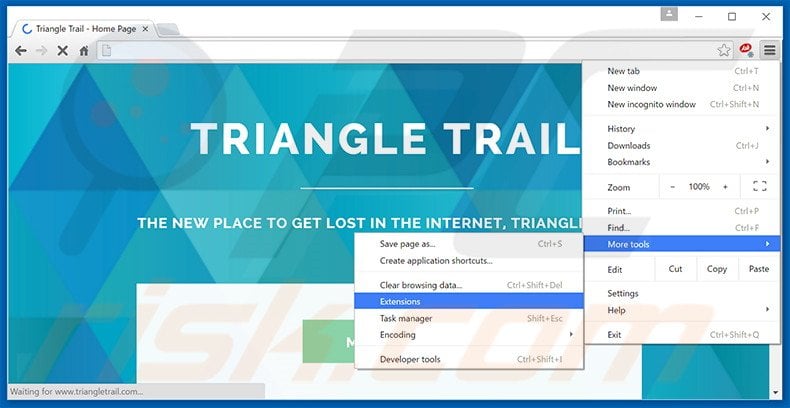 Verwijder de Triangle Trail advertenties uit Google Chrome stap 1