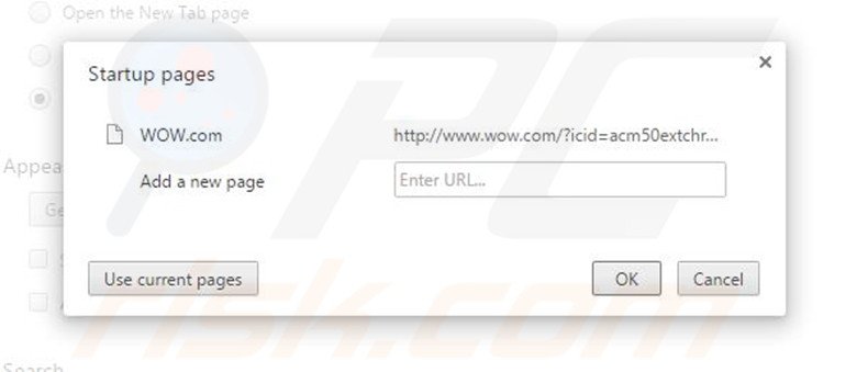 Verwijder wow.com als startpagina in Google Chrome