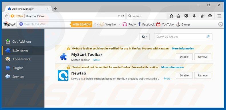 Verwijder de XTEX advertenties uit Mozilla Firefox stap 2