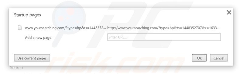 Verwijder yoursearching.com als startpagina in Google Chrome