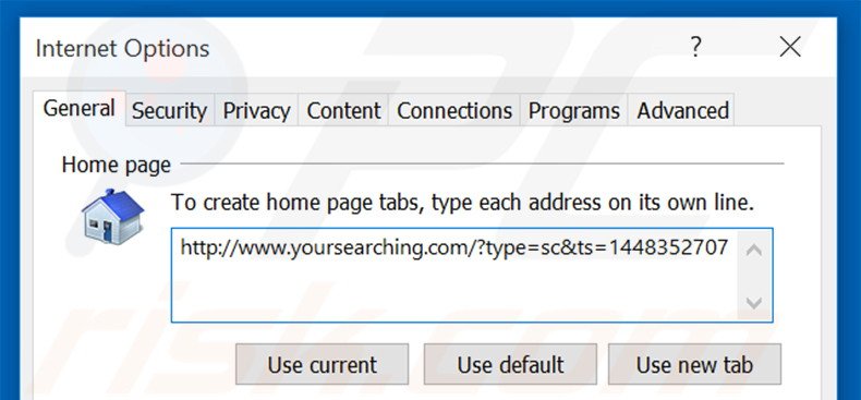 Verwijder yoursearching.com als startpagina in Internet Explorer 