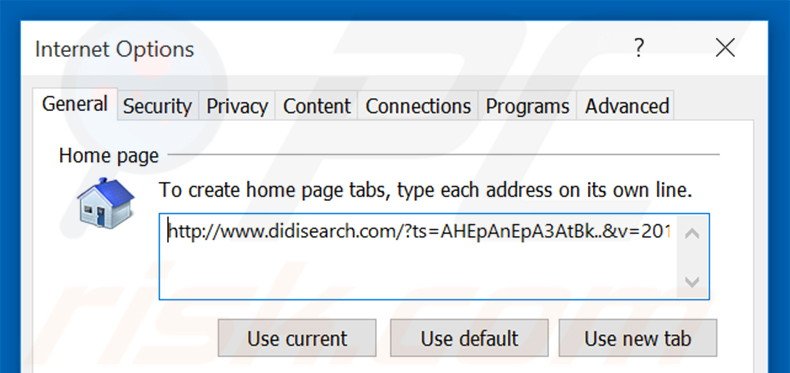 Verwijder didisearch.com als startpagina in Internet Explorer
