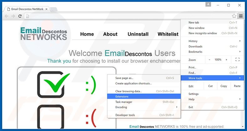 Verwijder de Email Descontos advertenties uit Google Chrome stap 1