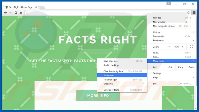 Verwijder de Facts Right advertenties uit Google Chrome stap 1
