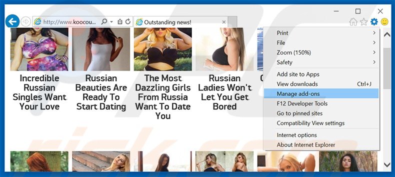 Verwijder de mgid advertenties uit Internet Explorer stap 1