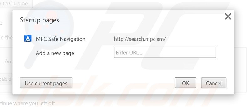 Verwijder search.mpc.an als startpagina in Google Chrome