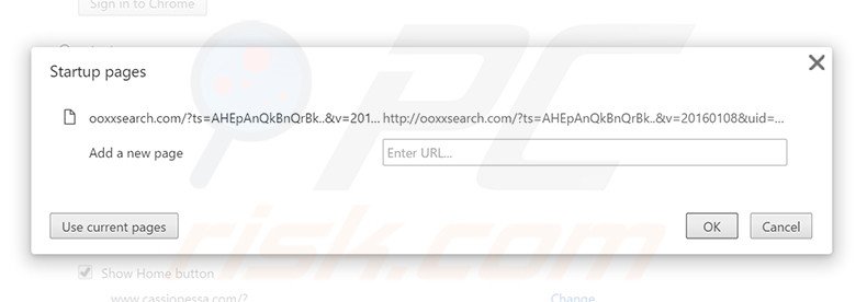 Verwijder ooxxsearch.com als startpagina in Google Chrome