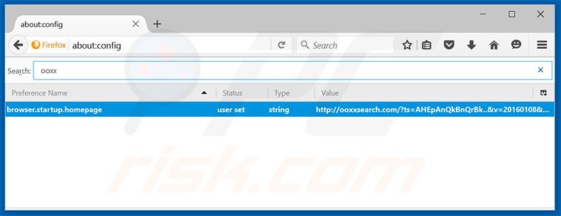 Verwijder ooxxsearch.com als standaard zoekmachine in Mozilla Firefox