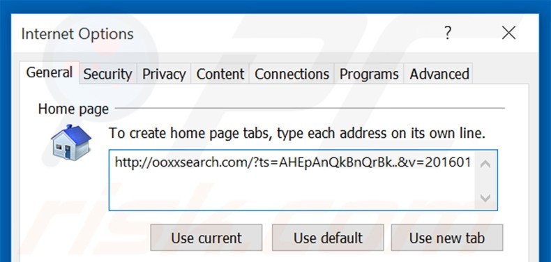 Verwijder ooxxsearch.com als startpagina in Internet Explorer