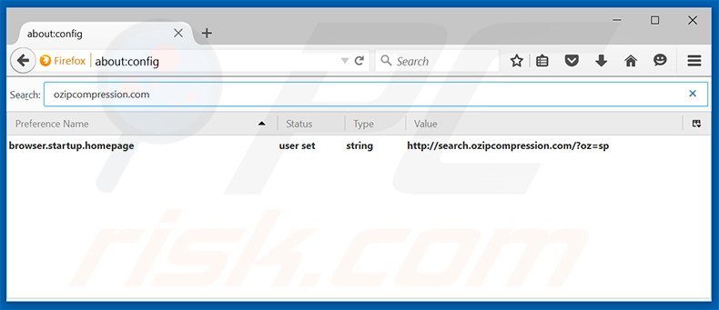 Verwijder search.ozipcompression.com als standaard zoekmachine in Mozilla Firefox