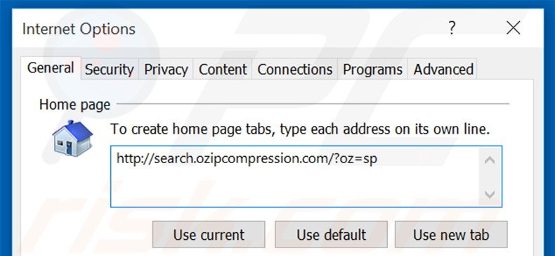 Verwijder search.ozipcompression.com als startpagina in Internet Explorer