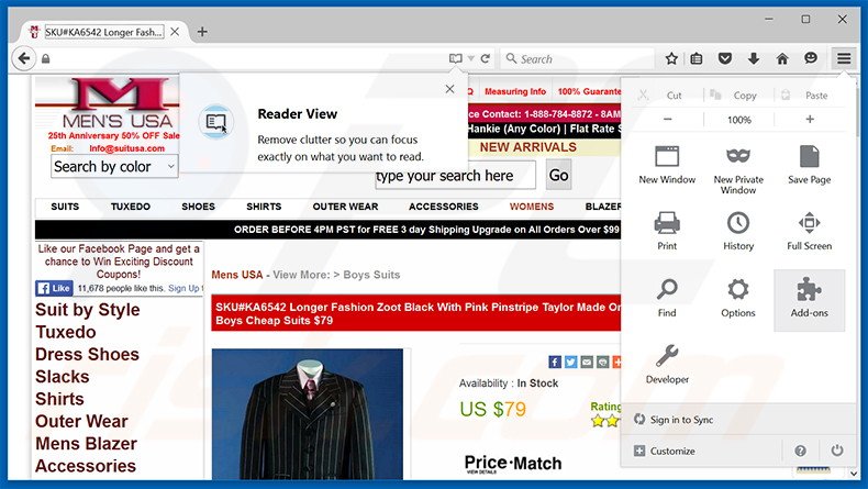 Verwijder de RightTopDeals advertenties uit Mozilla Firefox stap 1